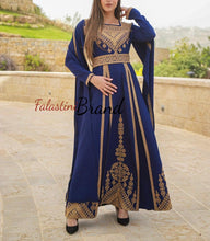 Dark Blue And Golden Royal Design Dress with Unique Embroidery