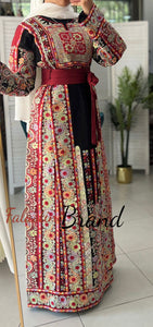 Very Luxurious Black and Red Malak Like Thob with Qasab Thread and Satin Details