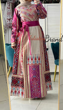 Very Luxurious Off White and Pink and Purple Thobe with Qasab and Satin Details