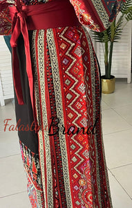 Very Luxurious Black and Burgundy and Turquoise Thob with Qasab and Satin Details