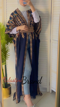 Navy Embroidered Open Abaya/Bisht