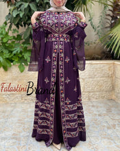 Purple 2-Pieces Embroidered Slit Sleeve Kaftan Dress