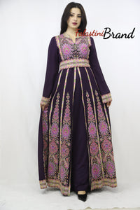 New Elegant Purple Embroidered Thob Dress