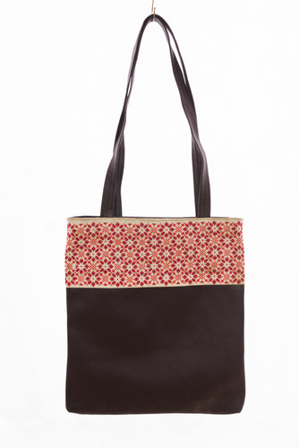 Brown hand embroidered handbag - Falastini Brand