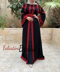 2 Pieces Elegant Abaya Thob with Unique Embroidery and Rhinestones