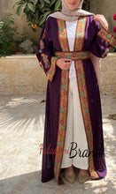 Purple Malak Design Abaya with Flowers Embroidery