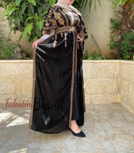 Black & Golden Embroidered Open Abaya