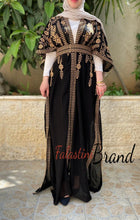 Black & Golden Embroidered Open Abaya