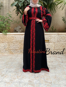 2 Pieces Elegant Abaya Thob with Unique Embroidery and Rhinestones