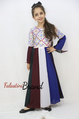 Stunning Kids Rainbow Cloche Dress Palestinian Embroidery