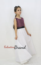 Little Girl Cloche Palestinian Pink Embroidered White Dress