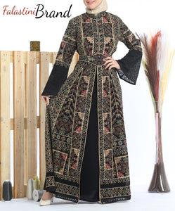 Elegant Embroidered 2 Pieces Black Abaya With Stylish Embroidery