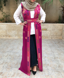 Amazing Pink Long Embroidered Palestinian Vest