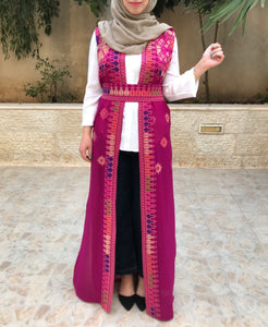 Amazing Pink Long Embroidered Palestinian Vest