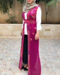 Amazing Pink Long Embroidered Palestinian Vest