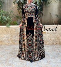 Dazzling Palestinian Black Embroidered Thobe Stylish Palestinian Embroidery