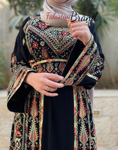 Dazzling Palestinian Black Embroidered Thobe Stylish Palestinian Embroidery