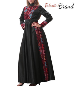 Wonderful Black Cloche Satin Embroidered Dress