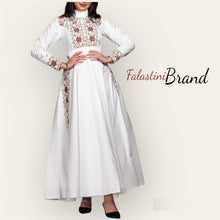 White Floral Cloche Satin Embroidered Dress