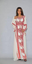 Elegant 2 Pieces White and Red Palestinian Embroidered Dress